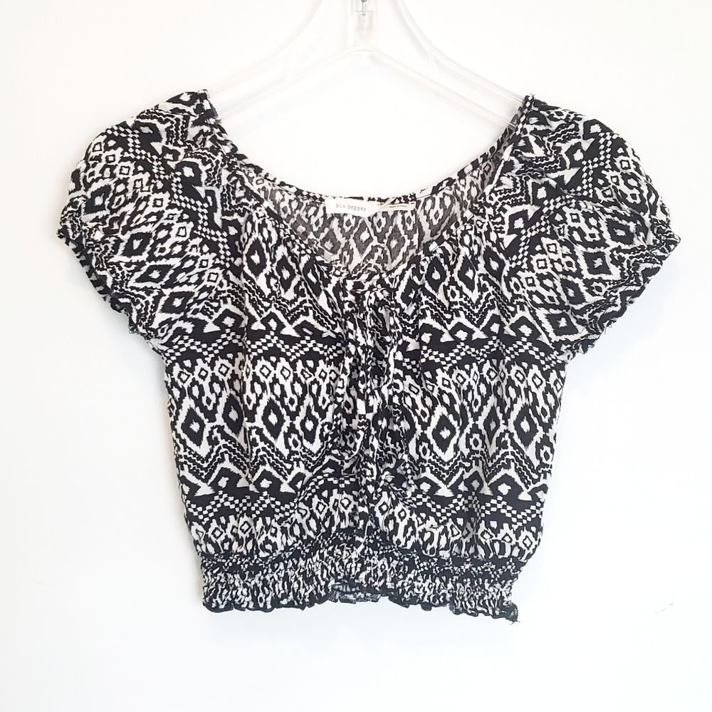 Aztec Print Crop Top | Black/White [Size Small]